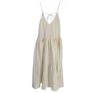 Worth Collective Womens Cream Maxi Dress XS Halter-tie Sleeveless Boho Tiered